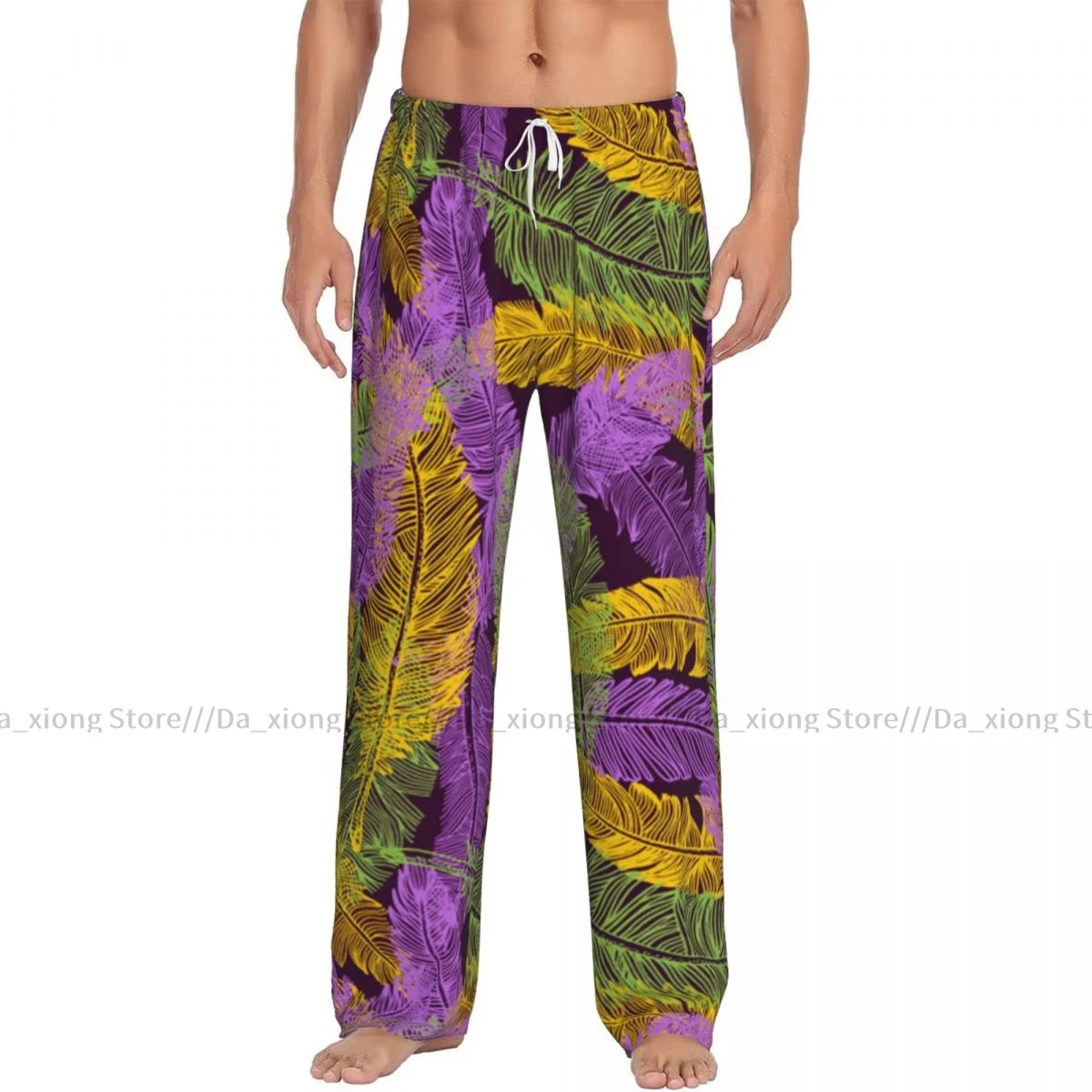 Men Sleep Bottoms Male Lounge Trousers Men's Feathers Mardi Gras Pajama Pants