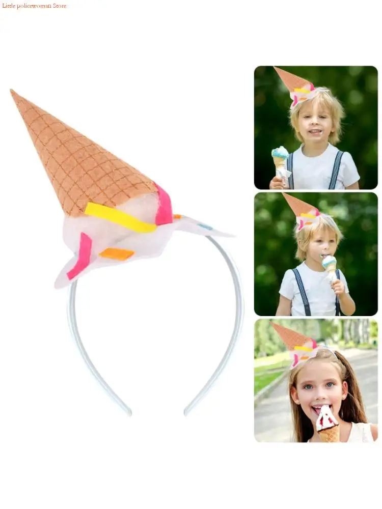 

F92d плюшевые жемчужины хлопчатобумажной шляп с мороженым для волос упругие волосы обручи для косплей Хэллоуин и летние