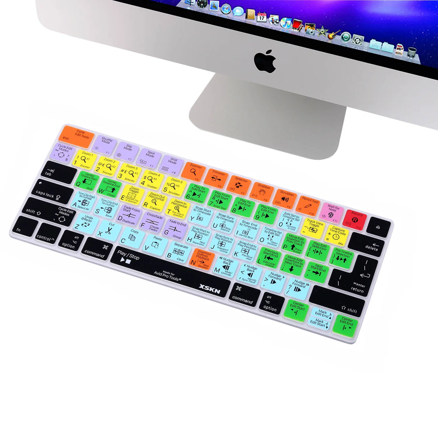 XSKN Avid Pro Tools Shortcuts Keyboard Cover for Since 2015 Released iMac Magic Keyboard A1644 Silicone Protective Cover