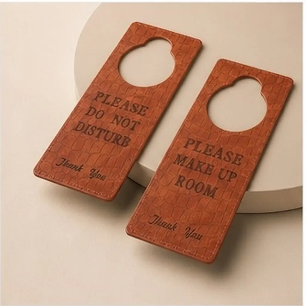 2Pcs Hotel Door Hanger Sign Double-Sided PU Do Not Disturb Please Make Up Room Door Knob Hanging Sign Doorknob Hangers