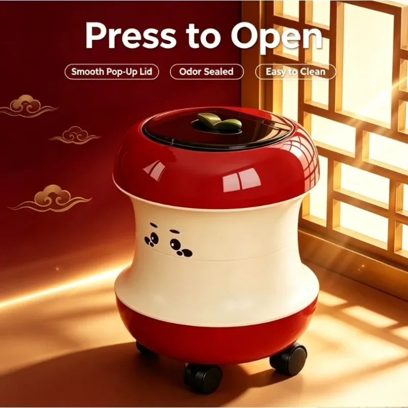Creative Apple Trash Can with Laughing Expressions Fun Home Decor Item to Enhance Spatial Well-being