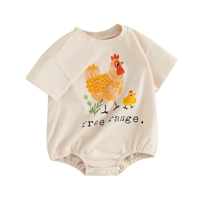 Baby Boy Girl Summer Clothes Free Range Rooster Romper Bodysuit Funny Chicken Lover Gift Infant Bodysuits