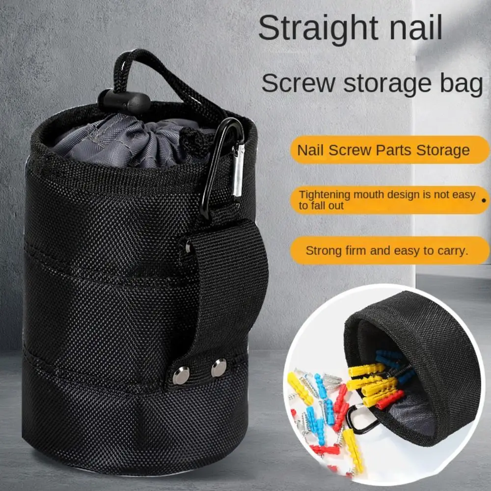 NEW Oxford Nail Screw Storage Bag Black Wear-resistant Tighten Tool Bag with Buckle Can Electrician Tool Bag