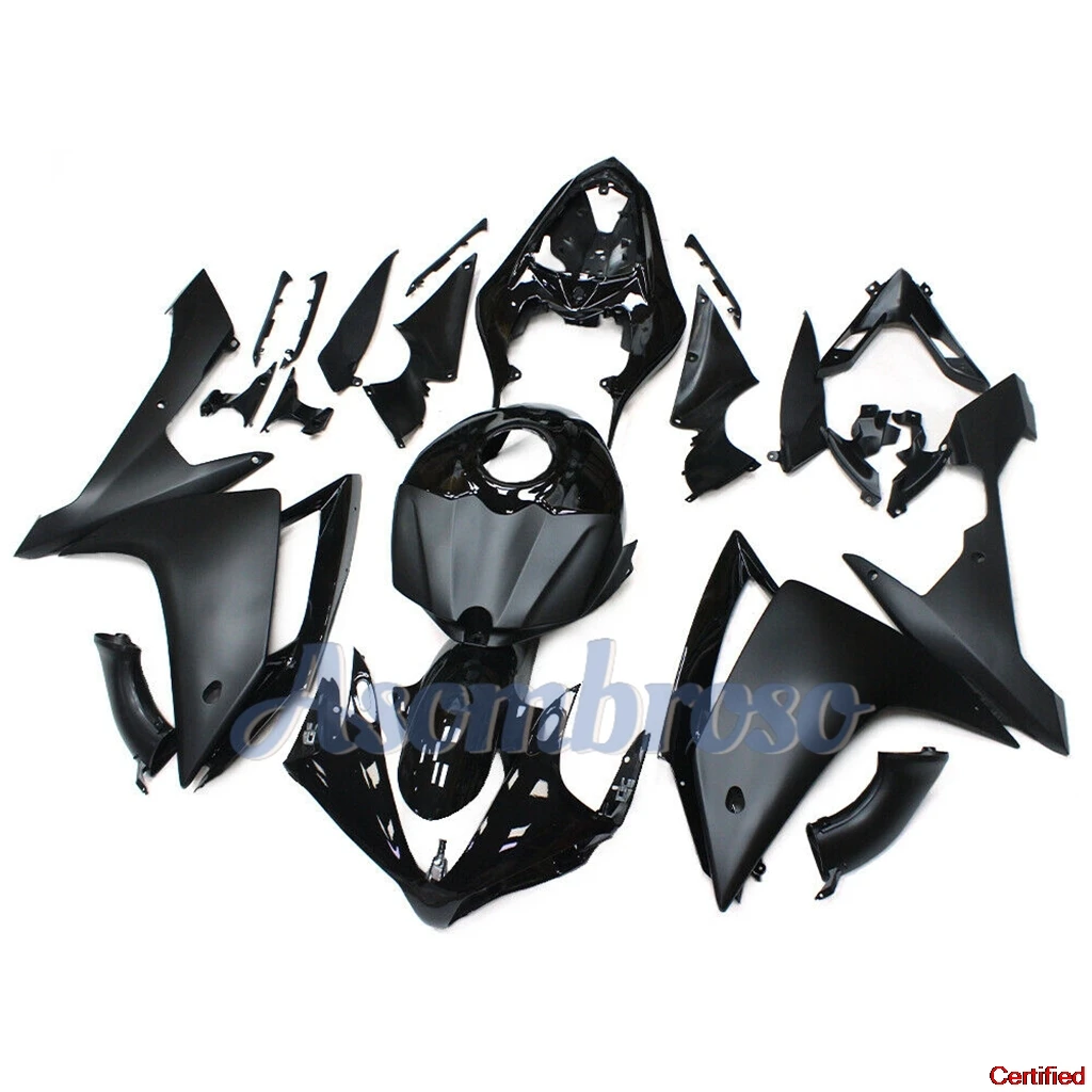 New Matte black with brigth black Bodywork Set Fairings Kit for YAMAHA R1 2007 2008 Moto bike Protective cowling+tank cover