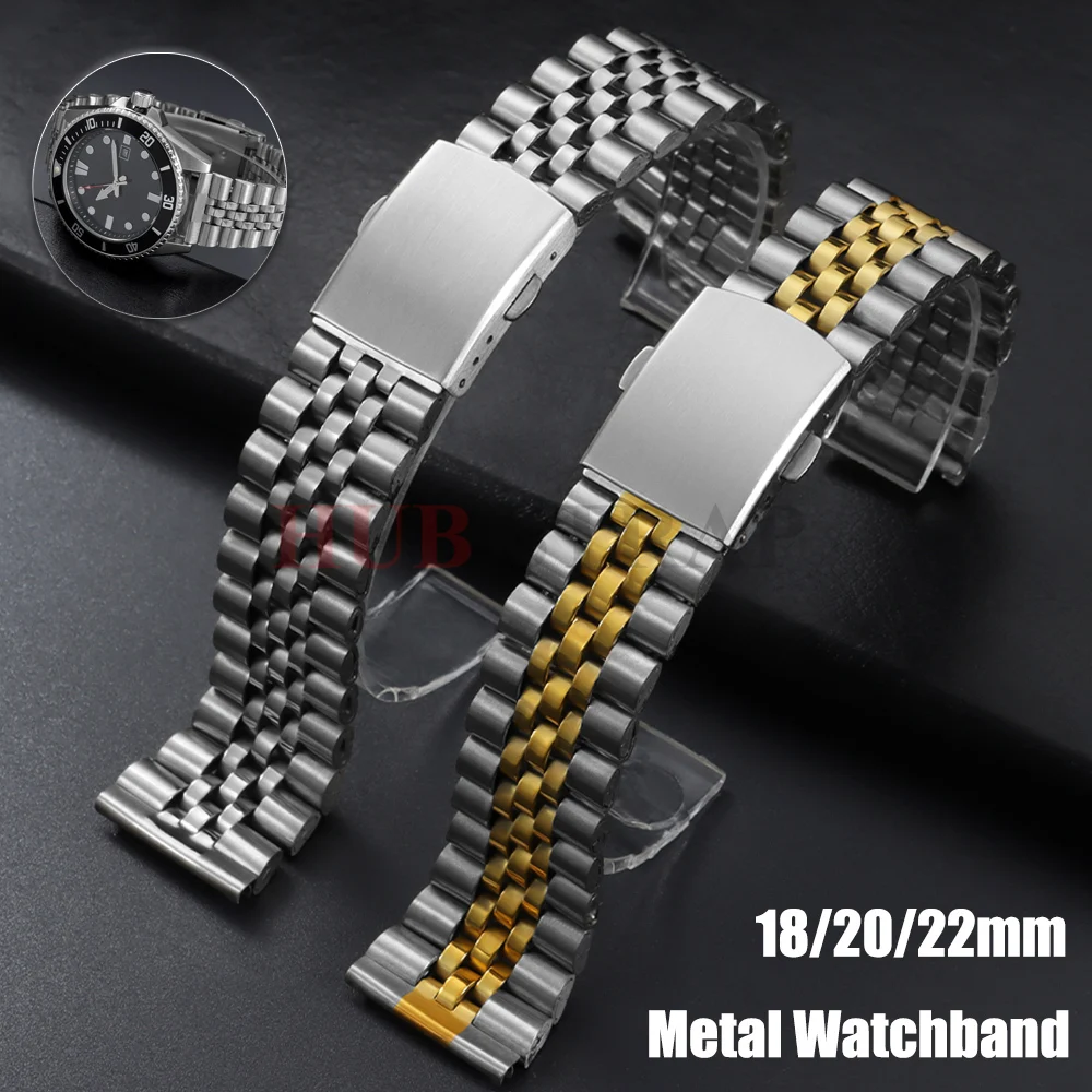 18 20 22mm Edelstahl Uhrenarmband Universelles Armband mit Faltschließe für Herren Damen Armband Uhrenband Zubehör