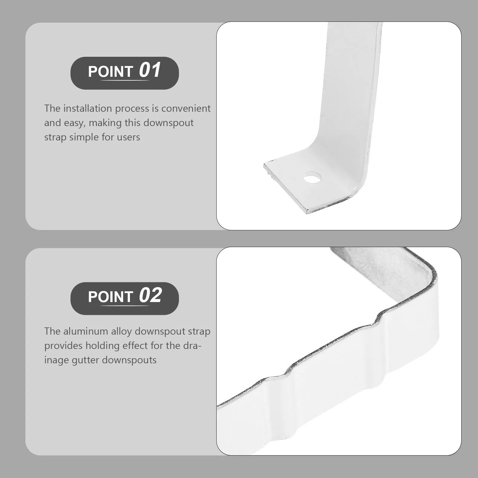 1Set Aluminum Alloy Downspout Adapter Strap Gutter Connector Heavy Load Rain Gutter Downspout Extension Bracket Clamp