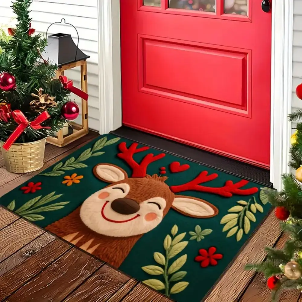 VIKAMA عيد الميلاد ممسحة إِلْكَة عيد الميلاد السجاد في الهواء الطلق والداخلي السنة الجديدة 2026 عيد ميلاد سعيد ديكور المنزل حصيرة القدم