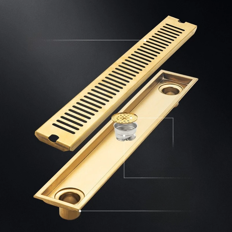 gold-304-stainless-steel-rectangular-floor-drain-balcony-bathroom-long-floor-drain-large-displacement-deodorant-long-floor-drain