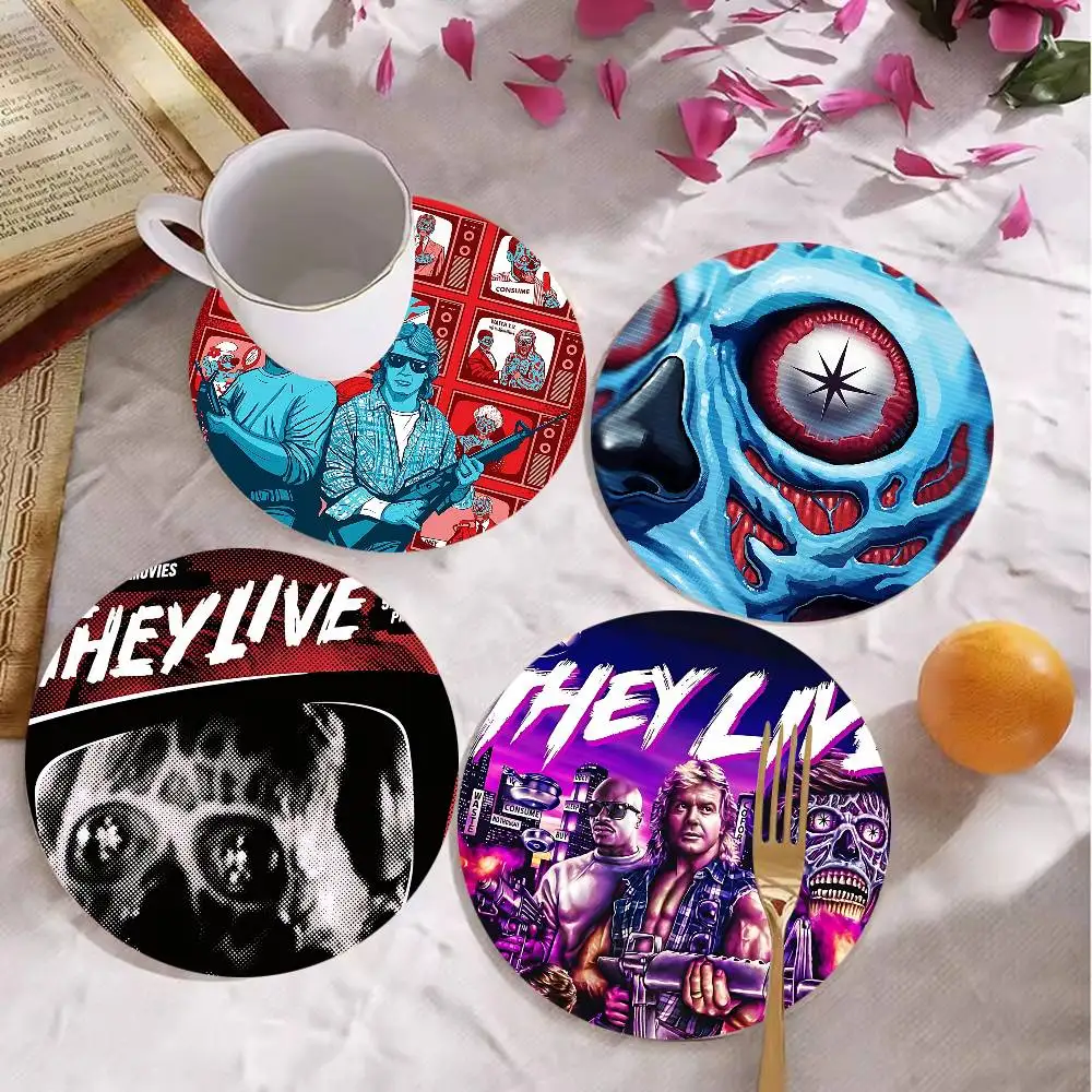 Fight against alien species They Live Movie Coaster Drink Tray Suitable for Restaurants and Coffee Shops Easy To Wash and Clean