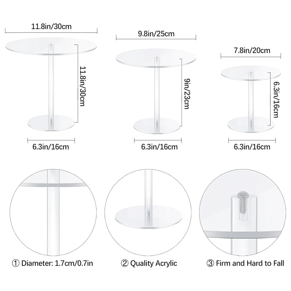 Acrylic Cake Stand,Clear Cake Stand Round Tall Cake Stand for Dessert Table Display, for Wedding, Event, Birthday Party