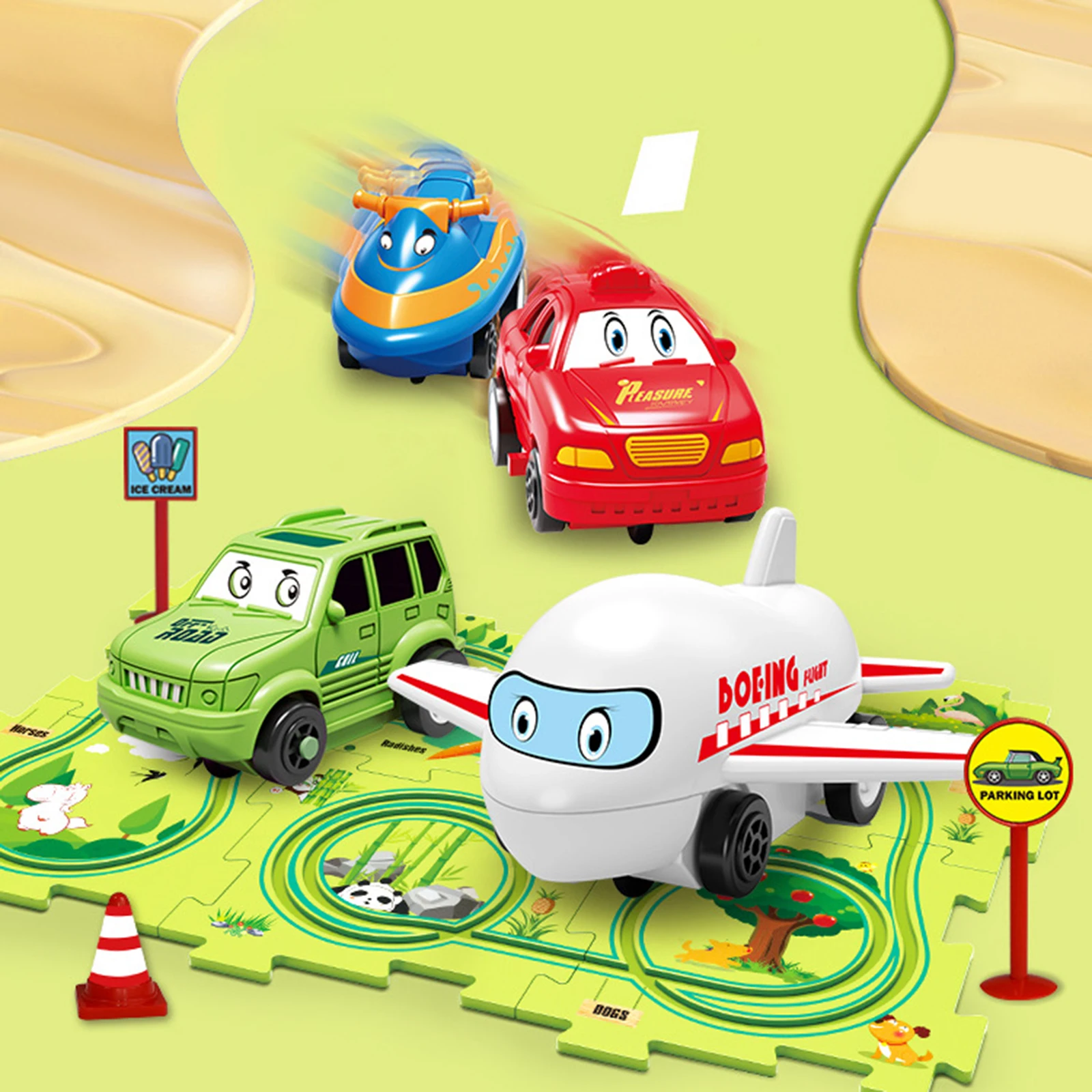 Puzzle Tracks Car Toy Cognitive Toys Monetssori Motor Skills Early Learning Educational Toys Children\'s Puzzle Electric Rail Car