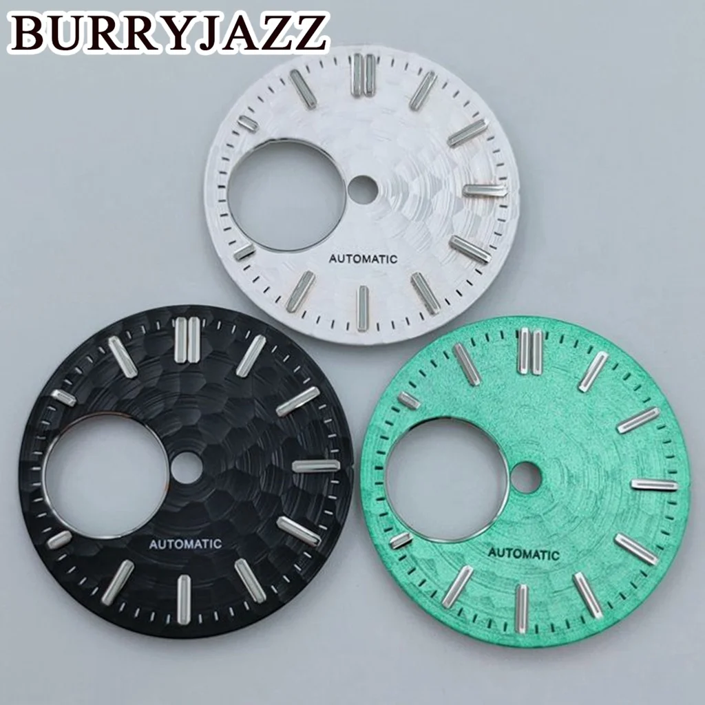 BURRYJAZZ 28,5 mm Sin logotipo NH38 Plata Negro Verde Esfera Verde Esfera luminosa