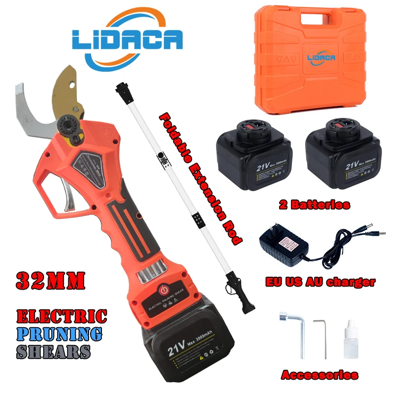 Tesoura de Poda Elétrica sem Fio Íon-lítio Tesoura Eficiente Bonsai Galho de Árvores Ferramentas de Jardim S32 32 mm 21v