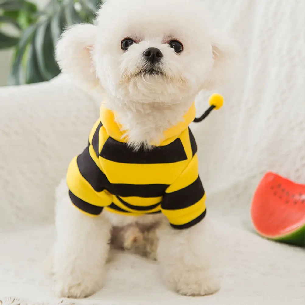 

Fleece Pet Dog Clothing Bee Costume Stylish Outfit Cat Garment Pet Garment Dog Clothes Hooded Apparel Cosplay Dress