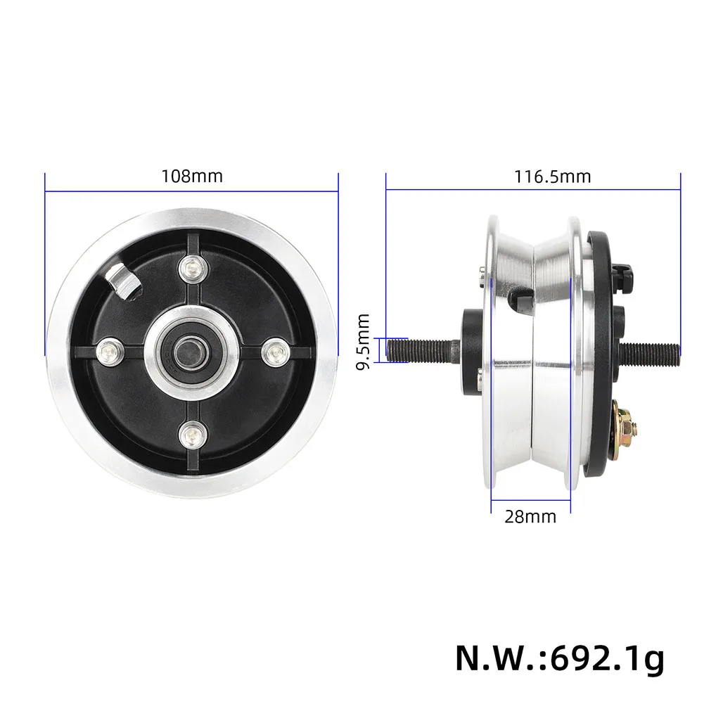 

1 Set Wheel Hub Front Wheel Drum Brake Wheel Hub 108*108mm For 8inch E-Scooter E-Vehicle 200*50 Tire Accessories