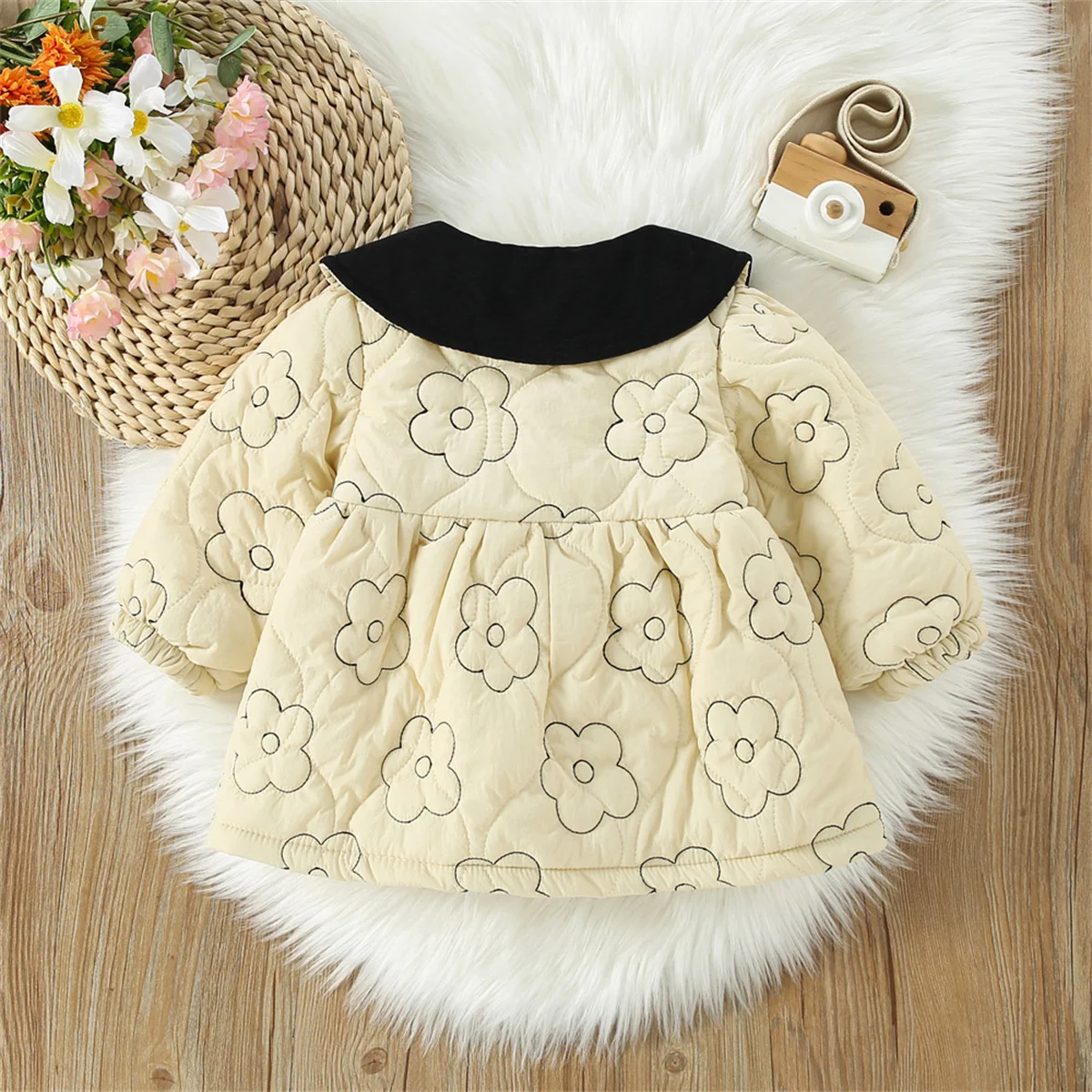 Girl\'s New Pattern Cotton Coat Winter Baby Thickened and Comfortable Korean Version Loose and Warm Cute Cotton Coat