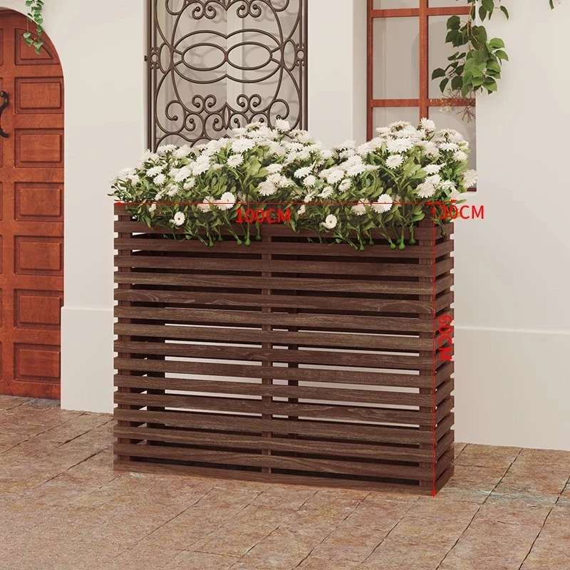

Antiseptic Wood Rectangular Partition Slot Balconyr Pot Courtyard Fence Flower Box Combination Flower Bed