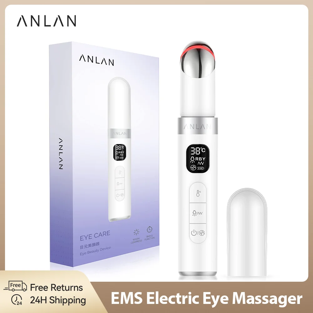 ANLAN EMS Electric Eye Massager Microcurrent Skin Lifting Reduce Eye Wrinkles Remove Dark Circles Hot Vibration Beauty Device