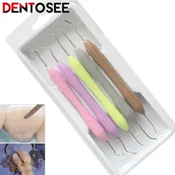 Kit de restauración estética de relleno de resina Dental, cuchillo de resina Lm con mango de silicona, herramienta de odontología, 5 unidades por juego