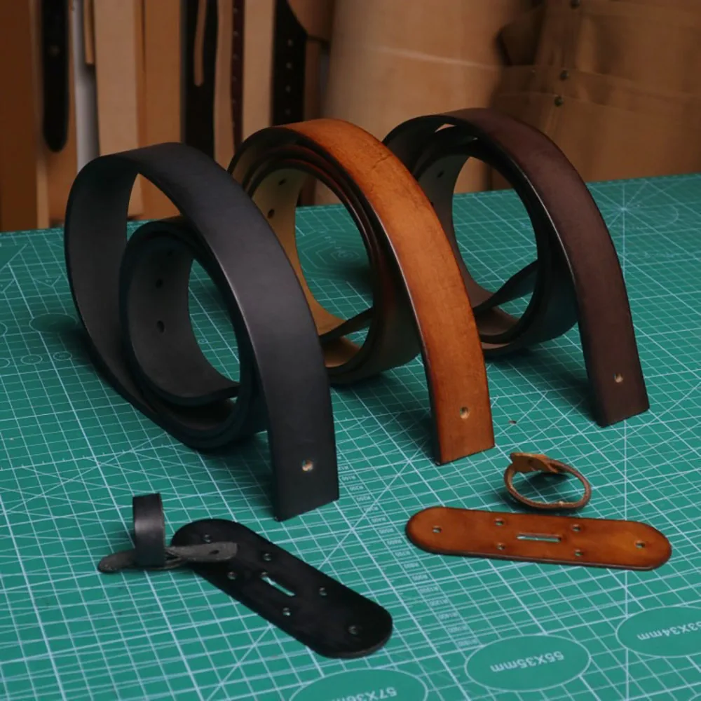 Handmade Vegetable Tanned Leather Belts Diy 4.5mm Thick Blank Leather Strap Supply 3.8cm Width