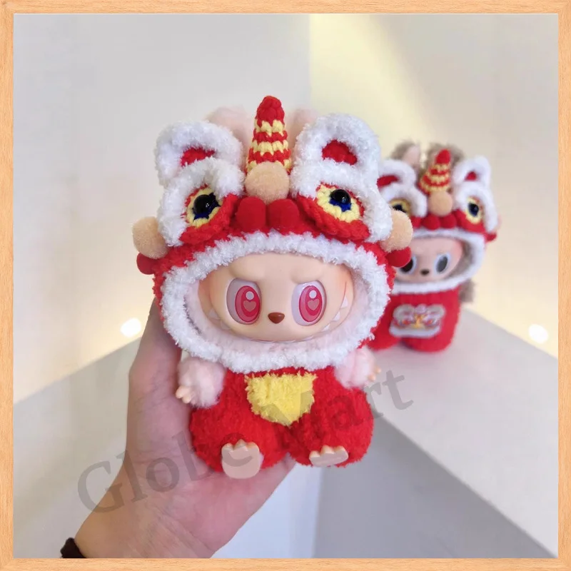 

For Labubu New Year Lion Dance Set Handmade Knitted Chinese elements Sitting Party Sitting Posture Chinese lion danDoll Clothes