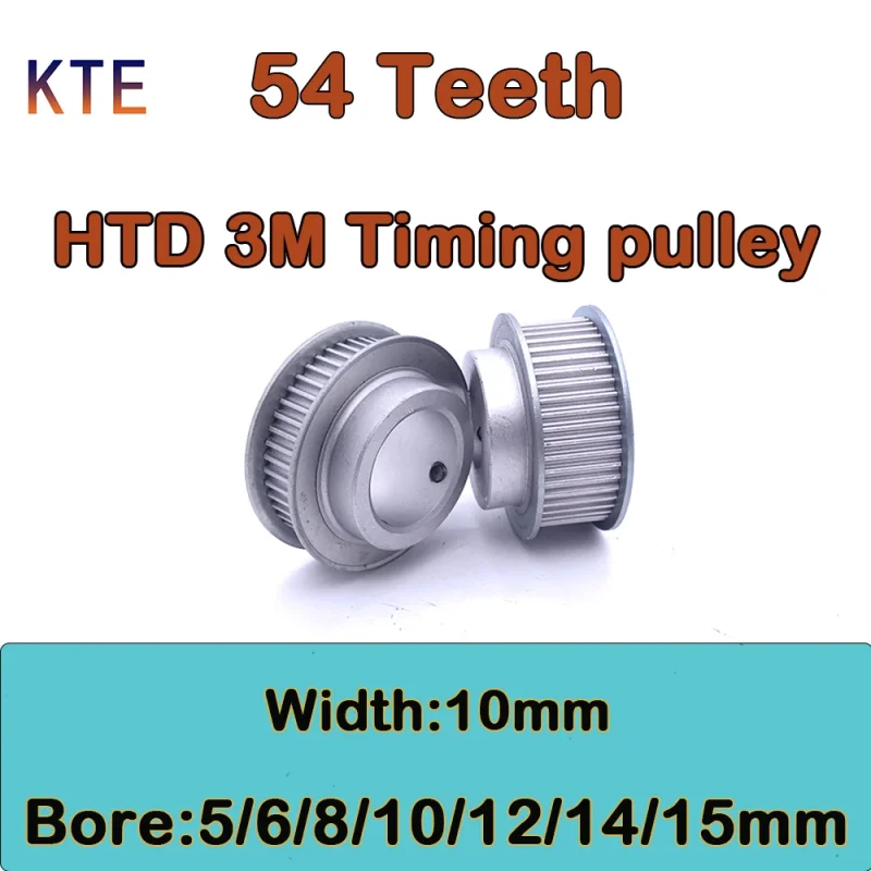 

54 Teeth HTD 3M Timing Pulley Bore 5mm 6mm 8mm 10mm 12mm 14mm 15mm 54 Tooth HTD 3M Synchronous Wheel Belt Width 10mm 3M Pulley