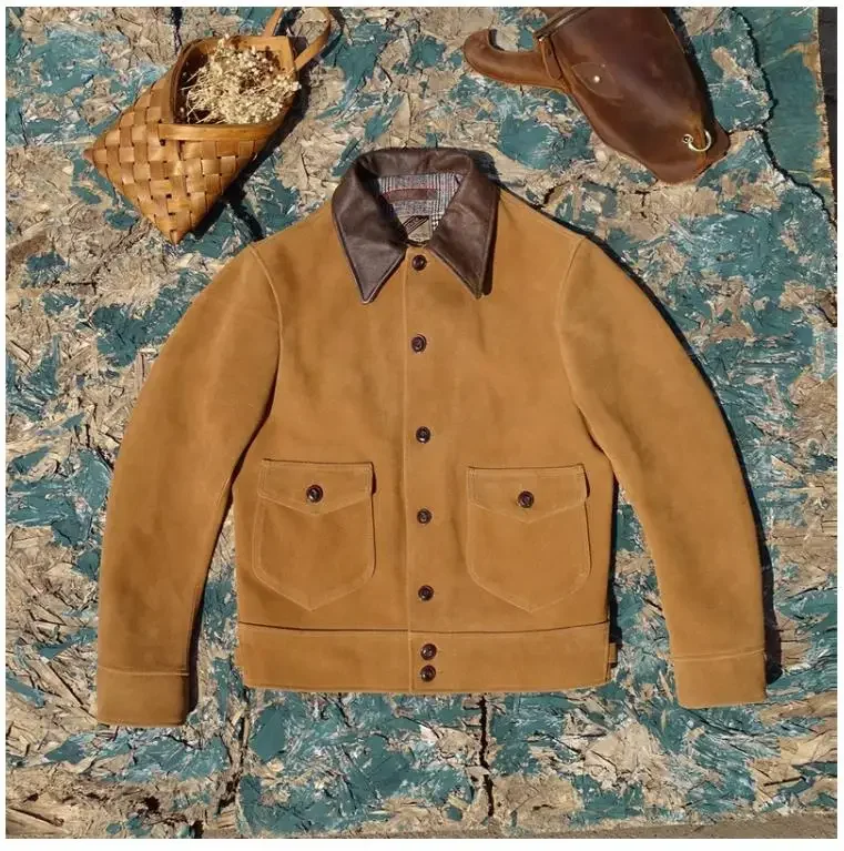 LNY Shop Best.Men Classic casual cow suede jacket.American Western Vintage genuine leather coat.quality Retro leather cloth