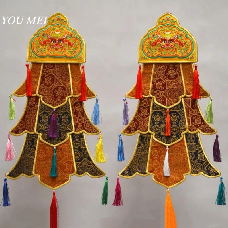 Tibetan-style Ritual Mandala Temple Altar Fabric Decoration Checkered Pattern Prayer Flags Hanging Banners Ritual Buddhist Item