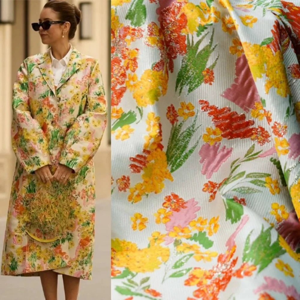 

Rural Style Metal Wire Jacquard Fabric Suit Jumpsuit Puff Skirt Windbreaker Coat Fashion Clothing Cloth for Diy Sewing
