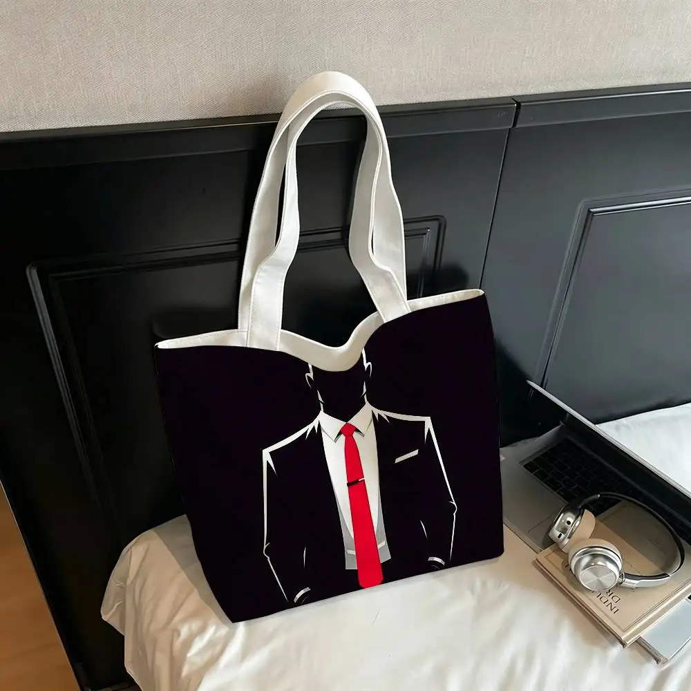 For Agent 47 Hitman  Printed Canvas Tote Bag Shoulder Bag Commuter Mommy Shopping Bag