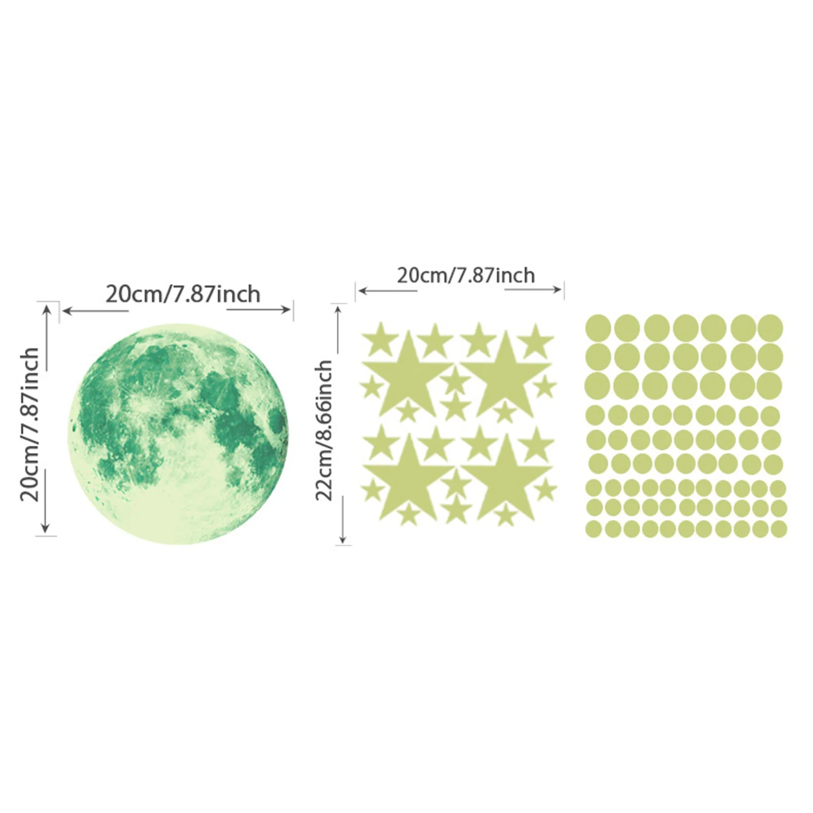 Glow in The Dark Wall Stickers Luminous Moon Star Dot Wall Stickers Wall Decals Decor for Bedroom Living Room
