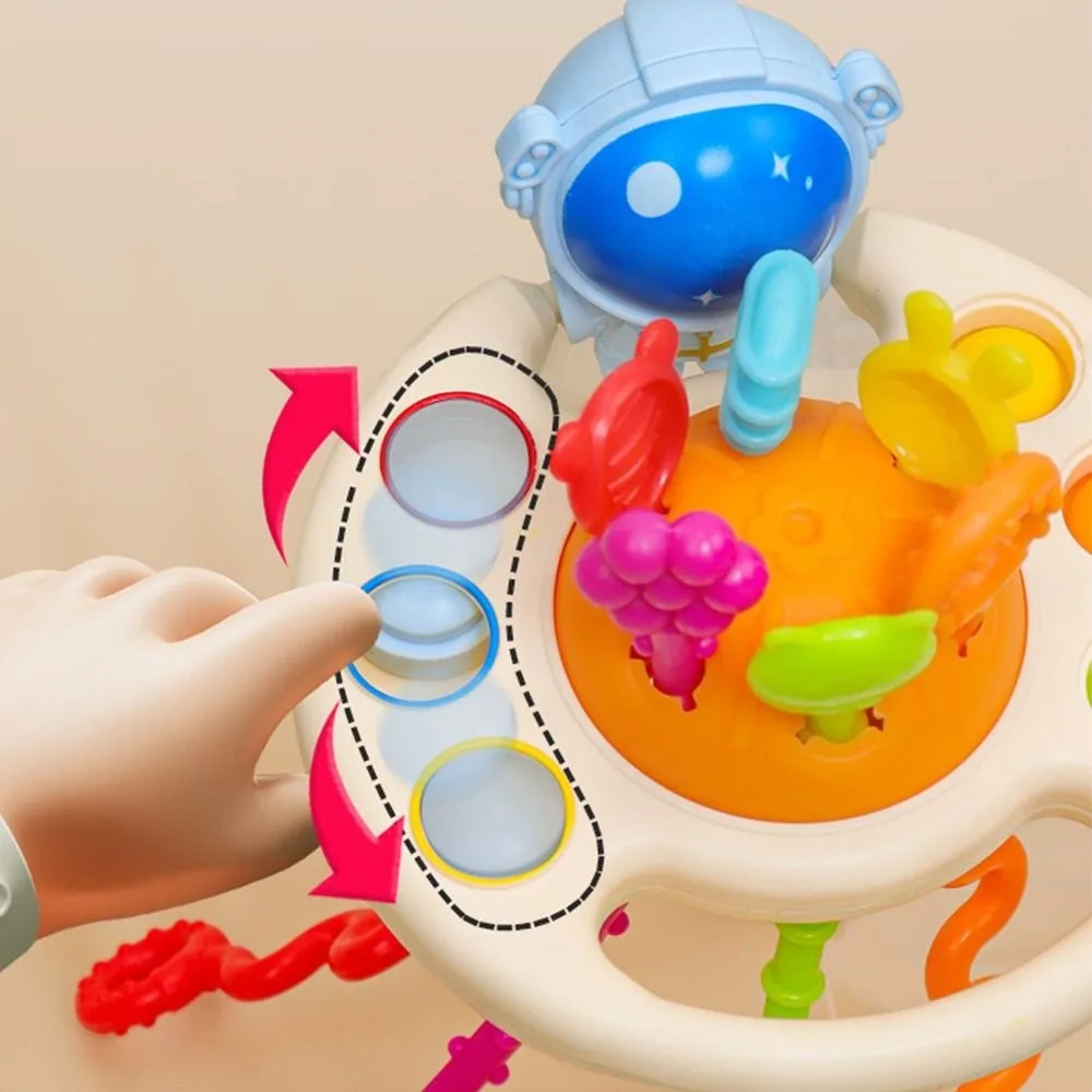 Herramientas de entrenamiento para bebés de 1 a 3 años, cuerda de tracción OVNI, juguetes Montessori para bebés, juguetes educativos para desarrollar la dentición, juguetes sensoriales