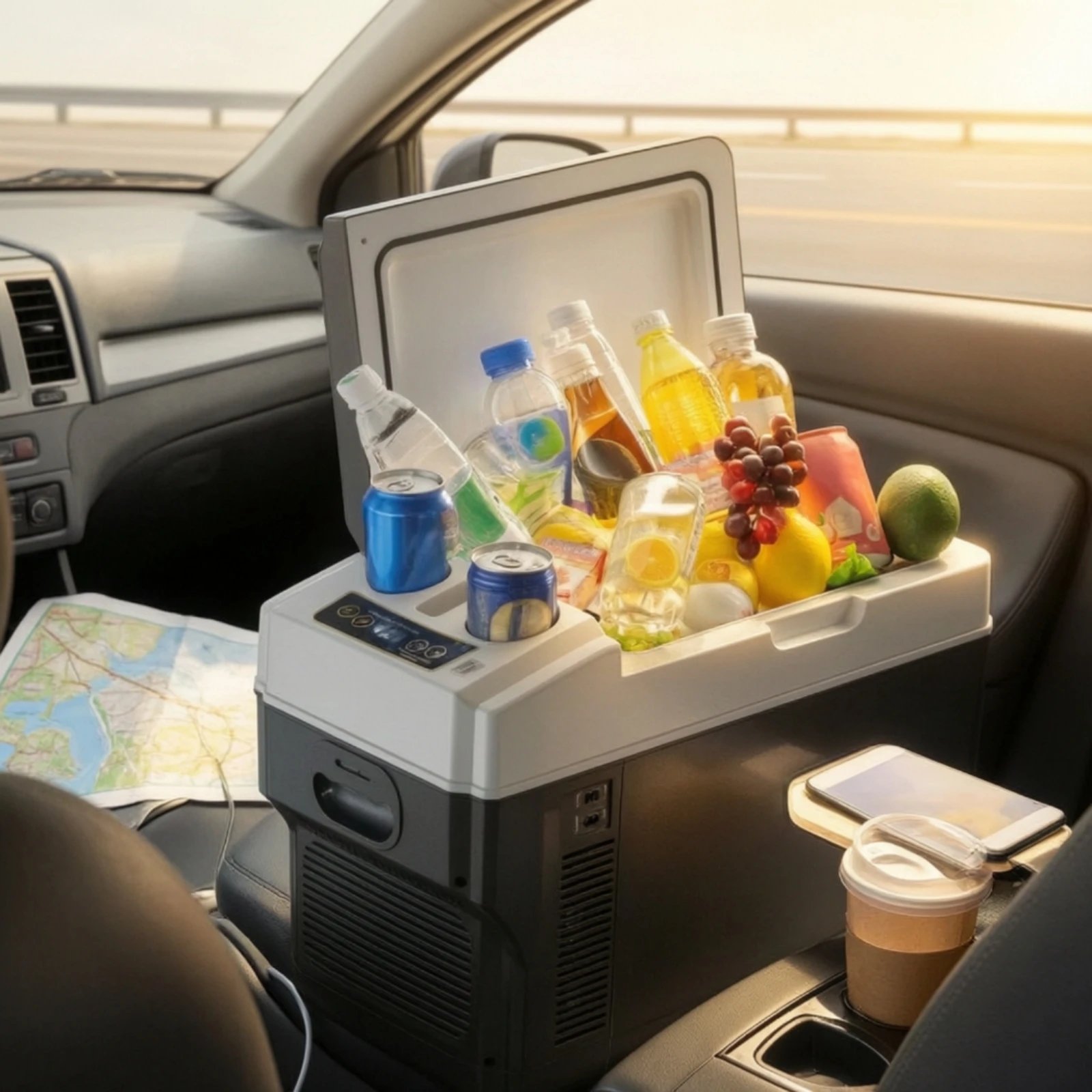 Car Refrigerator 12V Portable Cooler Refrigerator with Digital Control 24V Mini Fridge Thermoelectric for Campers, Camping
