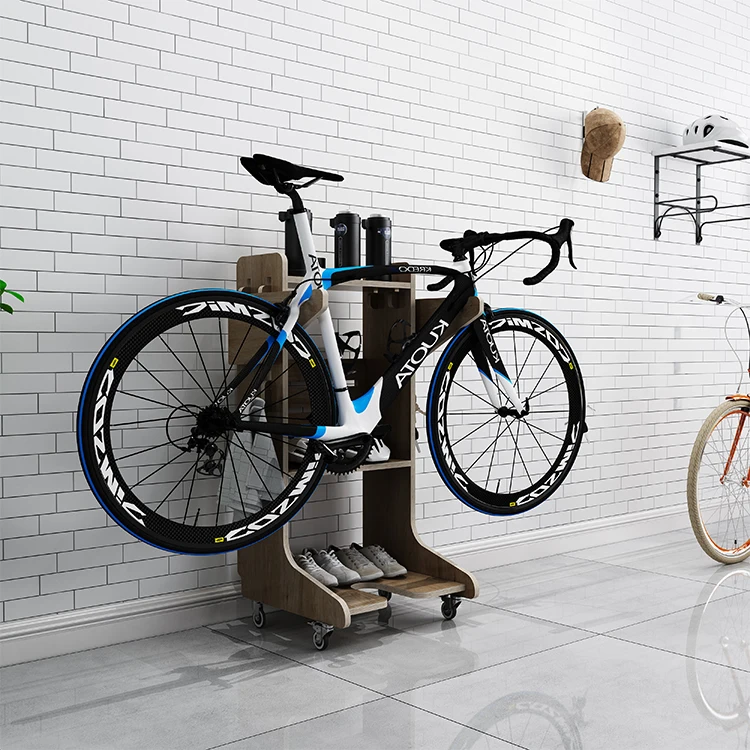 

Bicycle Support Stand Floor Wood Bike Repair Stand Parking for Mountain Road Bike Indoor Garage Storage Maintenance Holder Rack