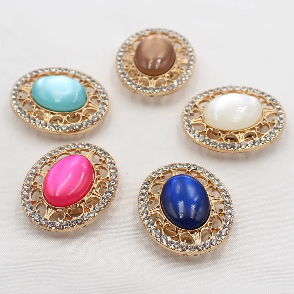 Exquisite and beautiful 1 piece/batch neutral buckle oval cat eye rhinestone material DIY cufflinks clothing fashion jewelry
