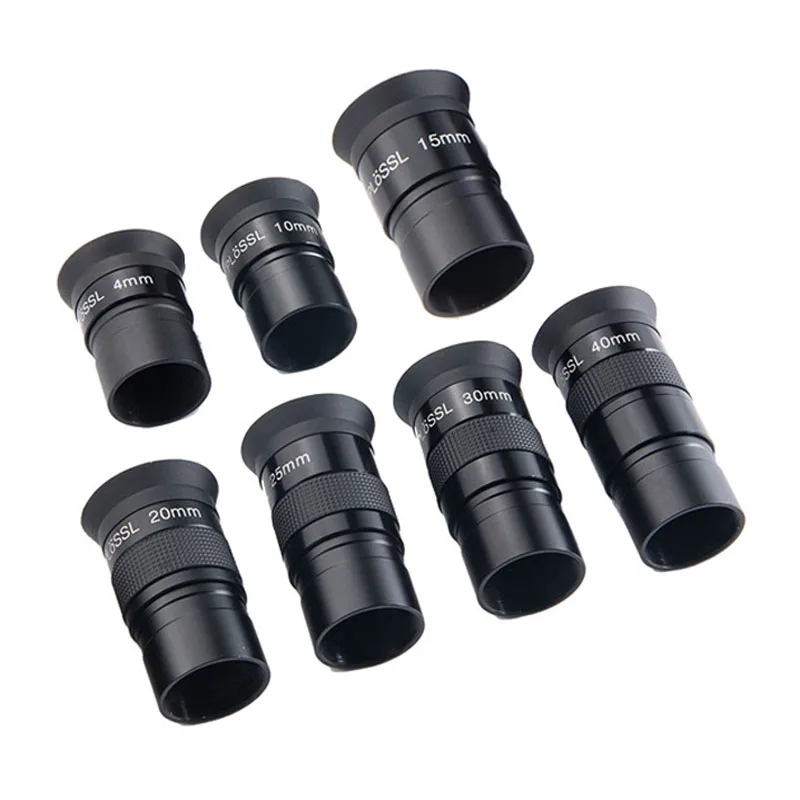 عدسة تلسكوب فلكي Plossl 4 مم إلى 40 مم 1.25 بوصة عدسة متعددة المغلفة بالكامل HD FMC أربع قطع ومجموعتين