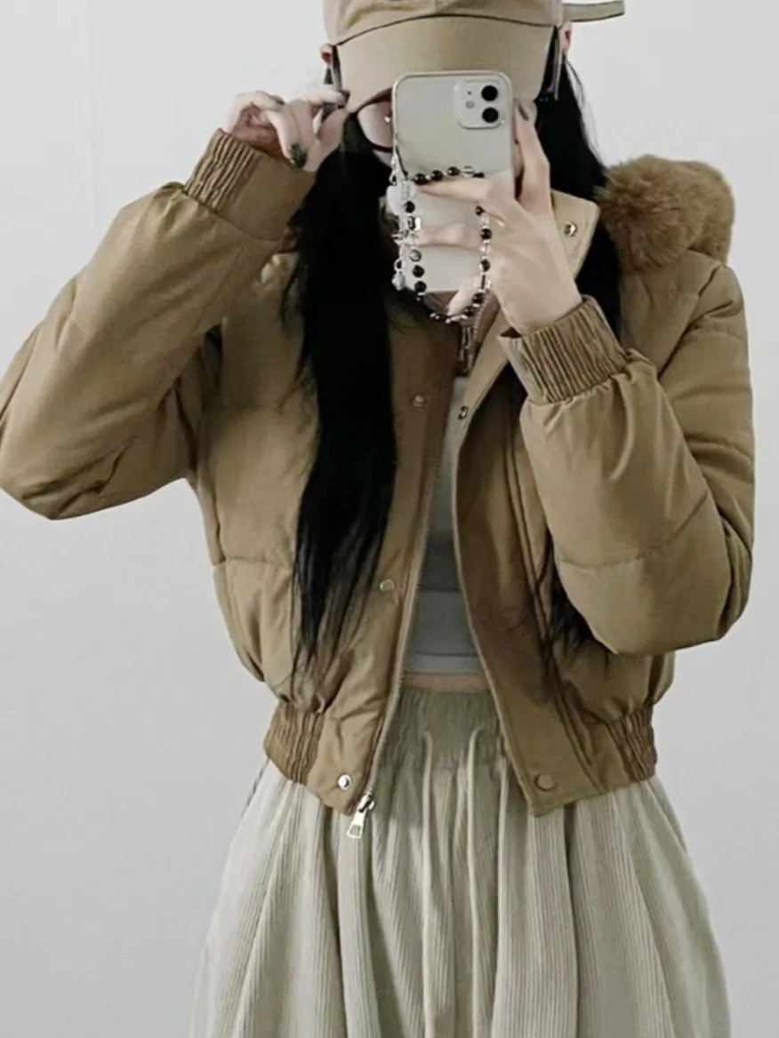 Chic Winter Thiened ort Bread Coat Women's Faionable Hooded Fce Lined Cotton Jaet Long Sve Outerwear