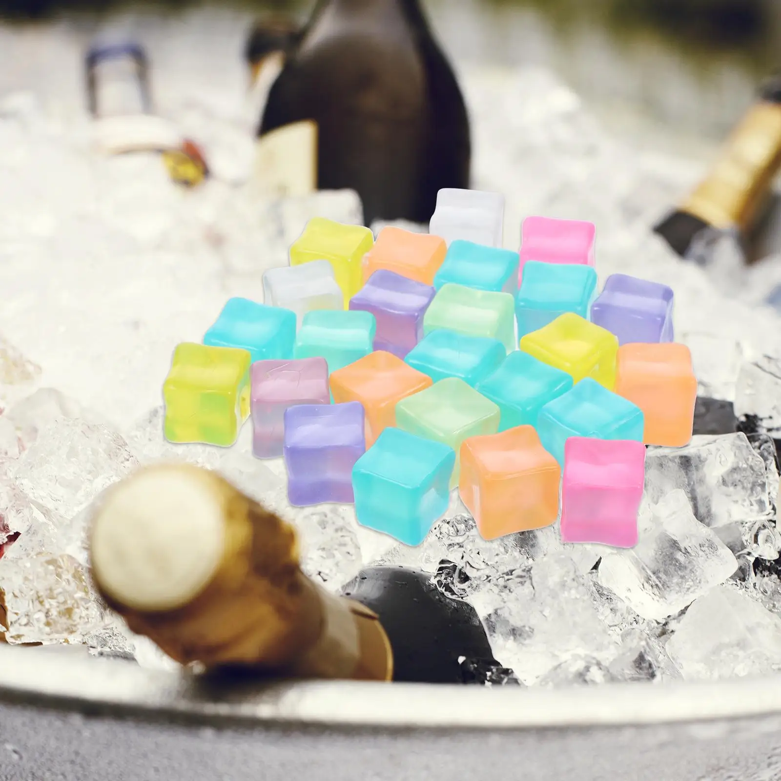25 Pcs Ice Blocks Bar Accessory Reusable Washable Cube LED Cubes for Drinks Water Bottles Colored Convenient
