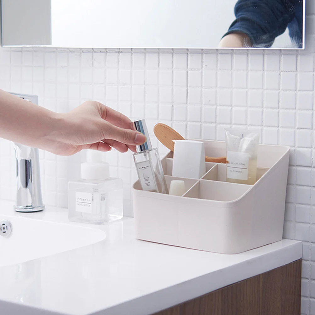 Five Grid Storage Rack Remote-controller Organizer Office Supplies Holder Stationery Desktop Plastic Makeup