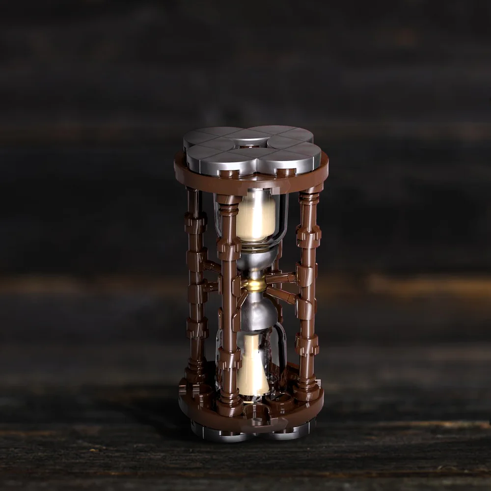 MOC Antique Hourglass Bricks Model Retro Hourglass Vintage Metal Hourglass Timer Clock Timer Building Blocks Toys Gift