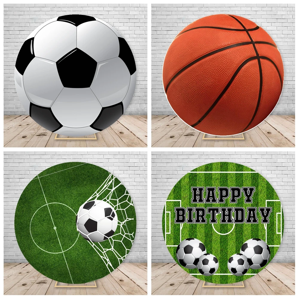 

Round Backdrop Cover Photography Background Soccer Football Theme Little Boys 1st Birthday Party Backdrop Custom Photocall