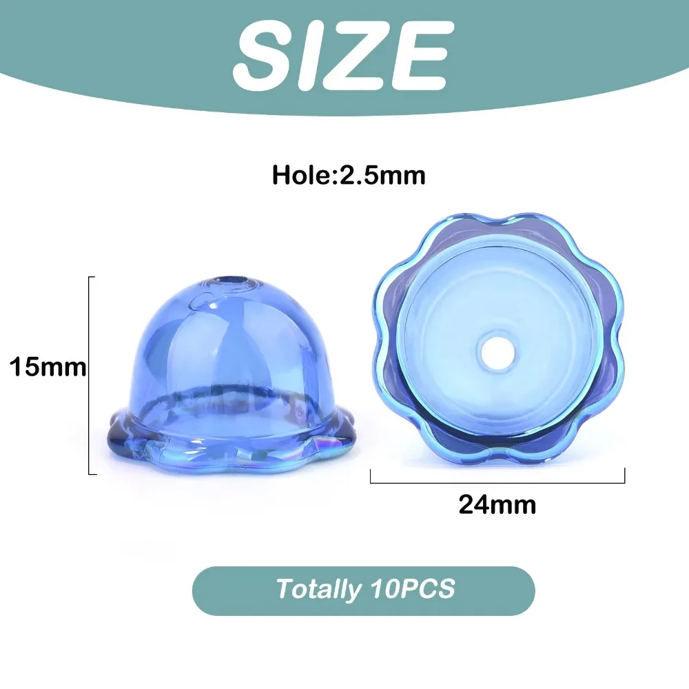 10 Uds. Nuevas tapas de cuentas de flores DIY, cuentas acrílicas transparentes de campana de viento, llavero multipétalos colorido, colgante, pendiente, joyería