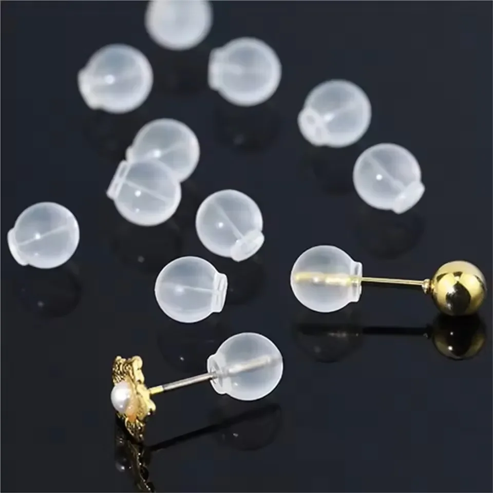 20pcs Soft Silicone Earring Backs Anti-Slip Leak-Proof Clear Ball Design for DIY Jewelry Making Comfortable Safety Stud Back