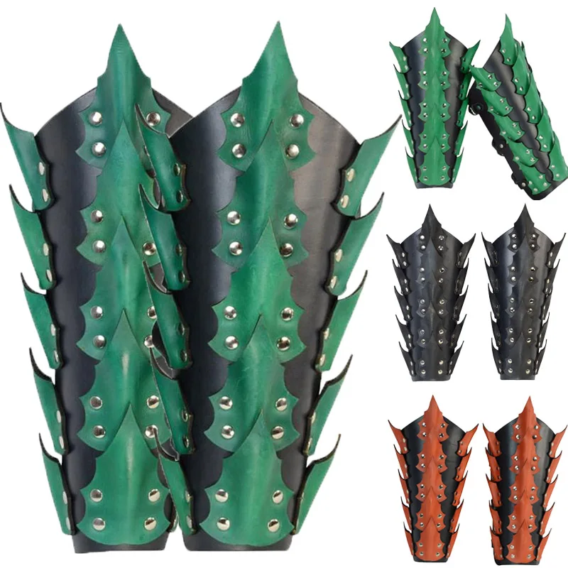 

Medieval Elf Arm Guard Armor Leather Green Scale Bracer Viking Knight Cosplay Costume Props Celtic Fantasy Gauntlet Cuff LARP