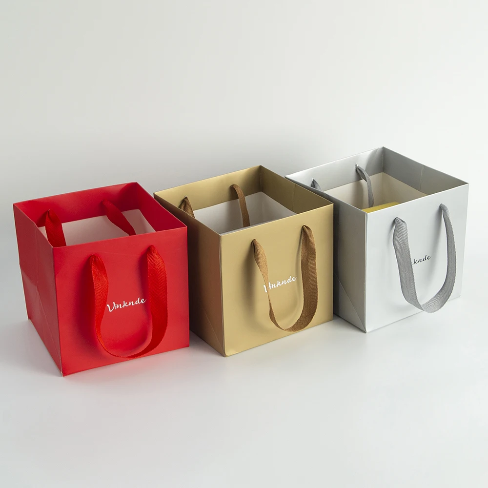 Custom Logo Kraft Paper Bags 50pcs Bulk Handled Gift Wrap Bags Recyclable Sturdy Business Bags Jewelry Box Wedding Birthday Bag