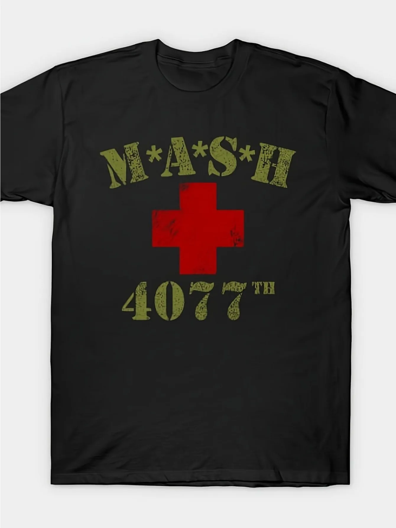 

Men'S Retro T-Shirt - Classic TV Show Graphic Green Distressed Print Casual Short Sleeve Round Neck Tee Graphic T Shirts Emo