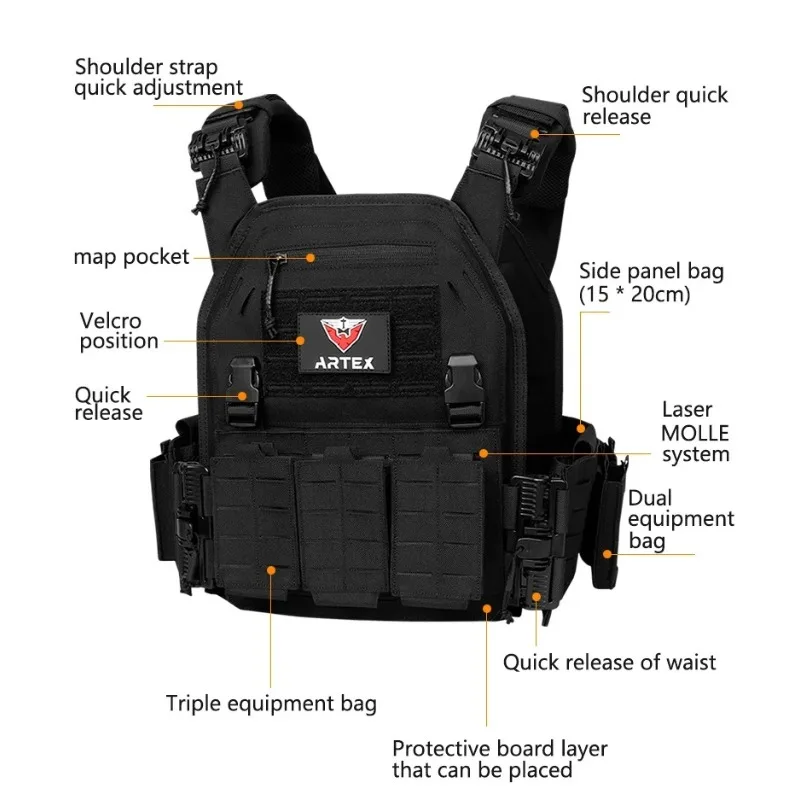 حاملة اللوحة التكتيكية سريعة الإصدار وضبط سترة Cummerbund المقطوعة بالليزر مع حقيبة مجلة معدات الصيد خفيفة الوزن في الهواء الطلق
