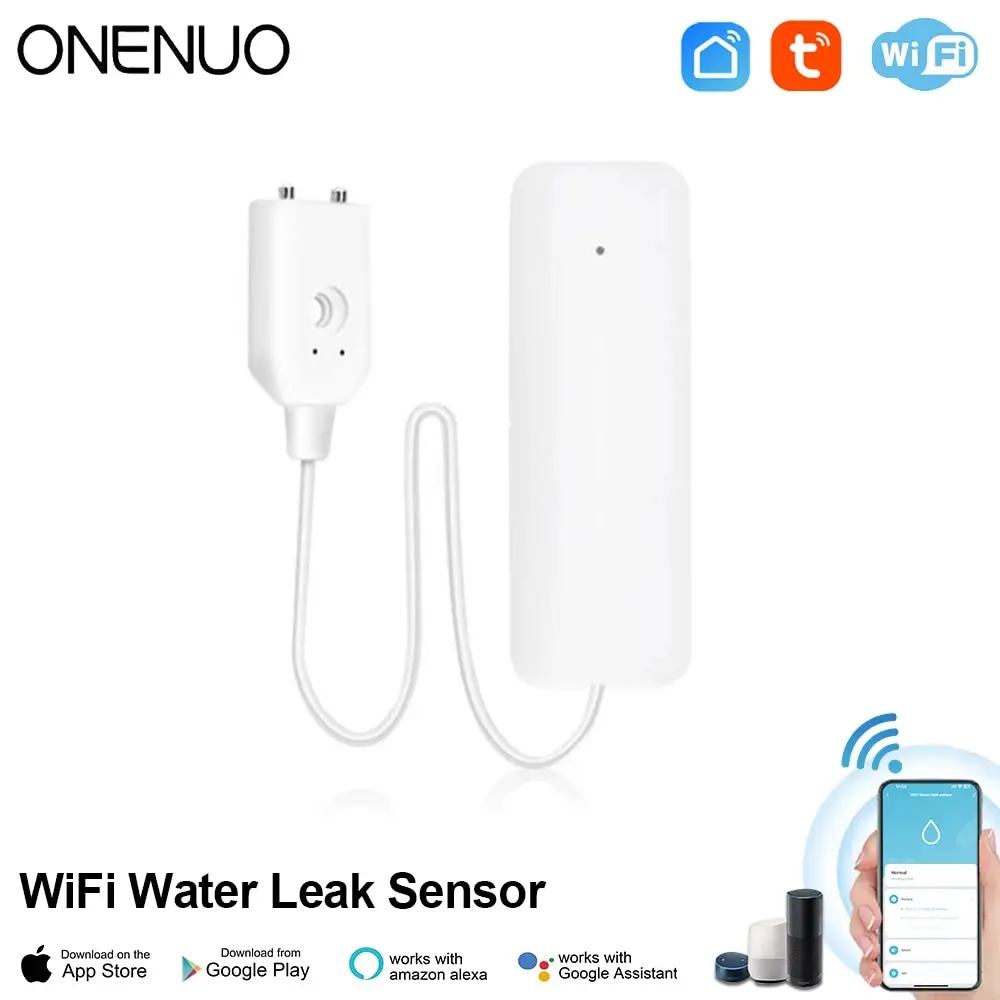 Onenuo Wifi Waterniveau Sensor Tuya Lekkage Alarm Overstromingslek Detector Smart Home Life Water Alarm Overloop Alarm Beveiligingssysteem