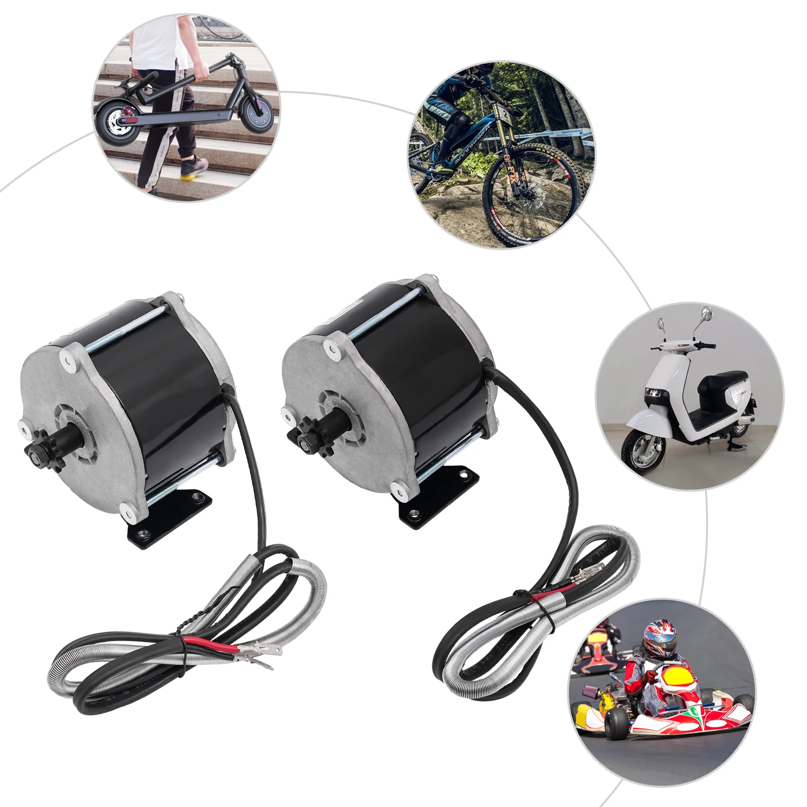 Silnik elektryczny z przekładnią MY1018E-D 24V |   Silnik szczotkowy DC 500W, kabel zasilający 1m, sprawność ≥78% Silnik szczotkowy 500W do roweru elektrycznego