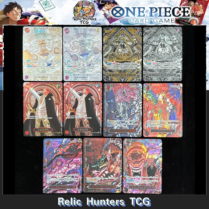 Tarjeta OPCG de Anime de una pieza, réplica de cómics de cinco ancianos, Luffy Shanks, juego de Barbanegra, tarjeta de colección de Anime, versión japonesa en inglés